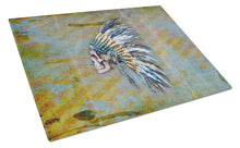 Load image into Gallery viewer, Day of the Dead Indian Chief Skull  Glass Cutting Boards – Durable, Decorative Kitchen Art Large BB5128LCB