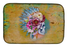 Load image into Gallery viewer, Day of the Dead Flowers Skull  Dish Drying Mat – Absorbent, Artistic Kitchen Essentials BB5129DDM