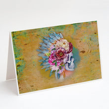 Load image into Gallery viewer, Day of the Dead Flowers Skull  Greeting Cards -  Blank Note Cards – 8-Pack of Artist-Designed Cards with Envelopes