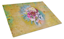 Load image into Gallery viewer, Day of the Dead Flowers Skull  Glass Cutting Boards – Durable, Decorative Kitchen Art Large BB5129LCB