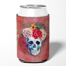 Load image into Gallery viewer, Day of the Dead Red Flowers Skull  Can or Bottle Hugger BB5130CC