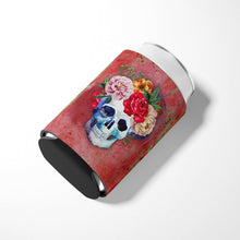 Load image into Gallery viewer, Day of the Dead Red Flowers Skull  Can or Bottle Hugger BB5130CC