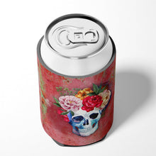 Load image into Gallery viewer, Day of the Dead Red Flowers Skull  Can or Bottle Hugger BB5130CC