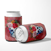 Load image into Gallery viewer, Day of the Dead Red Flowers Skull  Can or Bottle Hugger BB5130CC