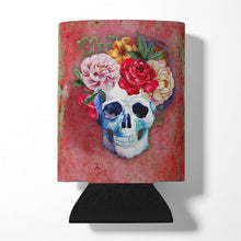 Load image into Gallery viewer, Day of the Dead Red Flowers Skull  Can or Bottle Hugger BB5130CC