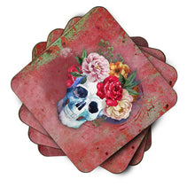 Load image into Gallery viewer, Day of the Dead Red Flowers Skull  Foam Coaster  BB5130FC