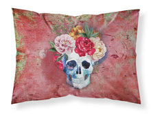 Load image into Gallery viewer, Day of the Dead Red Flowers Skull  Fabric Standard Pillowcase – Artistic Decorative Front, White Back BB5130PILLOWCASE