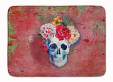 Load image into Gallery viewer, Day of the Dead Red Flowers Skull Machine Washable Memory Foam Mat BB5130RUG