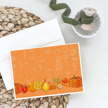 Load image into Gallery viewer, Fruits and Vegetables in Orange Greeting Cards -  Blank Note Cards – 8-Pack of Artist-Designed Cards with Envelopes