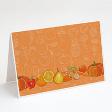 Load image into Gallery viewer, Fruits and Vegetables in Orange Greeting Cards -  Blank Note Cards – 8-Pack of Artist-Designed Cards with Envelopes