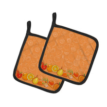 Load image into Gallery viewer, Fruits and Vegetables in Orange Pot Holders - Set of 2 - Heat-Resistant Kitchen Essentials BB5131PTHD