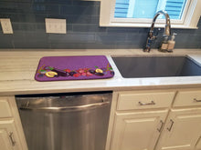 Load image into Gallery viewer, Fruits and Vegetables in Purple Dish Drying Mat – Absorbent, Artistic Kitchen Essentials BB5132DDM