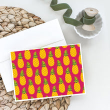 Load image into Gallery viewer, Pineapples on Pink Greeting Cards -  Blank Note Cards – 8-Pack of Artist-Designed Cards with Envelopes