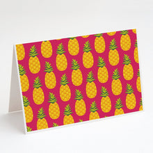 Load image into Gallery viewer, Pineapples on Pink Greeting Cards -  Blank Note Cards – 8-Pack of Artist-Designed Cards with Envelopes