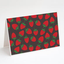 Load image into Gallery viewer, Strawberries on Gray Greeting Cards -  Blank Note Cards – 8-Pack of Artist-Designed Cards with Envelopes
