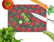 Load image into Gallery viewer, Strawberries on Gray Glass Cutting Boards – Durable, Decorative Kitchen Art Large BB5137LCB