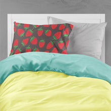 Load image into Gallery viewer, Strawberries on Gray Fabric Standard Pillowcase – Artistic Decorative Front, White Back BB5137PILLOWCASE