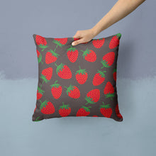 Load image into Gallery viewer, Strawberries on Gray Throw Pillow - 14x14 Decorative Pillow – Art for Your Home &amp; Patio BB5137PW1414