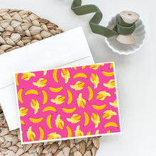 Load image into Gallery viewer, Bananas on Pink Greeting Cards -  Blank Note Cards – 8-Pack of Artist-Designed Cards with Envelopes
