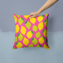 Load image into Gallery viewer, Lemons and Limes on Pink Throw Pillow - 14x14 Decorative Pillow – Art for Your Home &amp; Patio BB5143PW1414