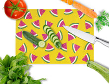 Load image into Gallery viewer, Watermelon on Yellow Glass Cutting Boards – Durable, Decorative Kitchen Art Large BB5144LCB