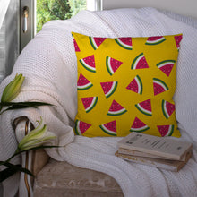 Load image into Gallery viewer, Watermelon on Yellow Throw Pillow - 14x14 Decorative Pillow – Art for Your Home &amp; Patio BB5144PW1414