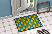 Load image into Gallery viewer, Pineapples on Teal Doormat - 24x36 Decorative Floor Mat – Indoor/Outdoor Rug with Artistic Flair BB5145JMAT