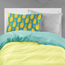 Load image into Gallery viewer, Pineapples on Teal Fabric Standard Pillowcase – Artistic Decorative Front, White Back BB5145PILLOWCASE
