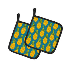 Load image into Gallery viewer, Pineapples on Teal Pot Holders - Set of 2 - Heat-Resistant Kitchen Essentials BB5145PTHD
