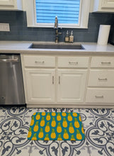 Load image into Gallery viewer, Pineapples on Teal Machine Washable Memory Foam Mat BB5145RUG