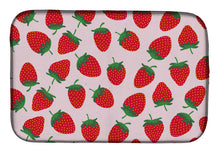 Load image into Gallery viewer, Strawberries on Pink Dish Drying Mat – Absorbent, Artistic Kitchen Essentials BB5146DDM