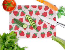 Load image into Gallery viewer, Strawberries on Pink Glass Cutting Boards – Durable, Decorative Kitchen Art Large BB5146LCB