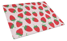 Load image into Gallery viewer, Strawberries on Pink Glass Cutting Boards – Durable, Decorative Kitchen Art Large BB5146LCB