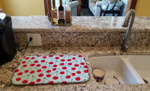 Load image into Gallery viewer, Cherries on Blue Dish Drying Mat – Absorbent, Artistic Kitchen Essentials BB5148DDM
