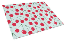 Load image into Gallery viewer, Cherries on Blue Glass Cutting Boards – Durable, Decorative Kitchen Art Large BB5148LCB