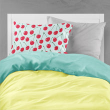 Load image into Gallery viewer, Cherries on Blue Fabric Standard Pillowcase – Artistic Decorative Front, White Back BB5148PILLOWCASE