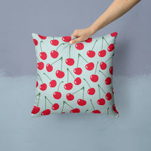 Load image into Gallery viewer, Cherries on Blue Throw Pillow - 14x14 Decorative Pillow – Art for Your Home &amp; Patio BB5148PW1414