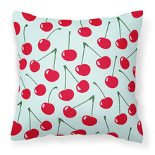 Load image into Gallery viewer, Cherries on Blue Fabric Decorative Pillow BB5148PW1818