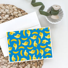 Load image into Gallery viewer, Bananas on Blue Greeting Cards -  Blank Note Cards – 8-Pack of Artist-Designed Cards with Envelopes