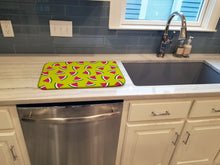 Load image into Gallery viewer, Watermelon on Lime Green Dish Drying Mat – Absorbent, Artistic Kitchen Essentials BB5151DDM