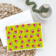 Load image into Gallery viewer, Watermelon on Lime Green Greeting Cards -  Blank Note Cards – 8-Pack of Artist-Designed Cards with Envelopes