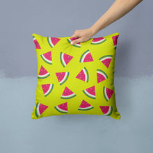 Load image into Gallery viewer, Watermelon on Lime Green Throw Pillow - 14x14 Decorative Pillow – Art for Your Home &amp; Patio BB5151PW1414