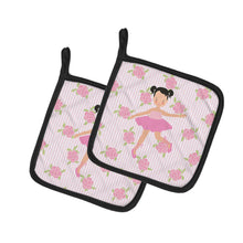 Load image into Gallery viewer, Ballerina Black Hair Ponytails Pot Holders - Set of 2 - Heat-Resistant Kitchen Essentials BB5187PTHD