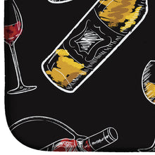 Load image into Gallery viewer, Red and White Wine on Black Dish Drying Mat – Absorbent, Artistic Kitchen Essentials BB5197DDM