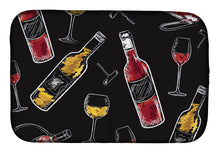 Load image into Gallery viewer, Red and White Wine on Black Dish Drying Mat – Absorbent, Artistic Kitchen Essentials BB5197DDM