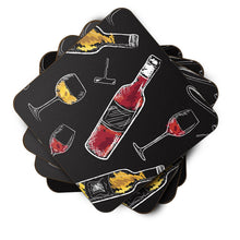 Load image into Gallery viewer, Red and White Wine on Black Foam Coaster  BB5197FC