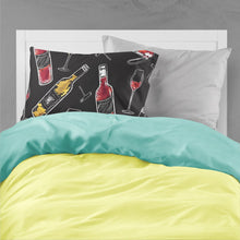 Load image into Gallery viewer, Red and White Wine on Black Fabric Standard Pillowcase – Artistic Decorative Front, White Back BB5197PILLOWCASE