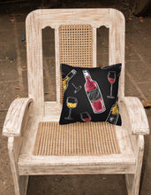 Load image into Gallery viewer, Red and White Wine on Black Fabric Decorative Pillow BB5197PW1818