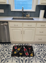 Load image into Gallery viewer, Red and White Wine on Black Machine Washable Memory Foam Mat BB5197RUG