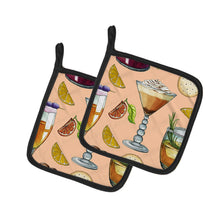 Load image into Gallery viewer, Drinks and Cocktails Peach Pot Holders - Set of 2 - Heat-Resistant Kitchen Essentials BB5200PTHD
